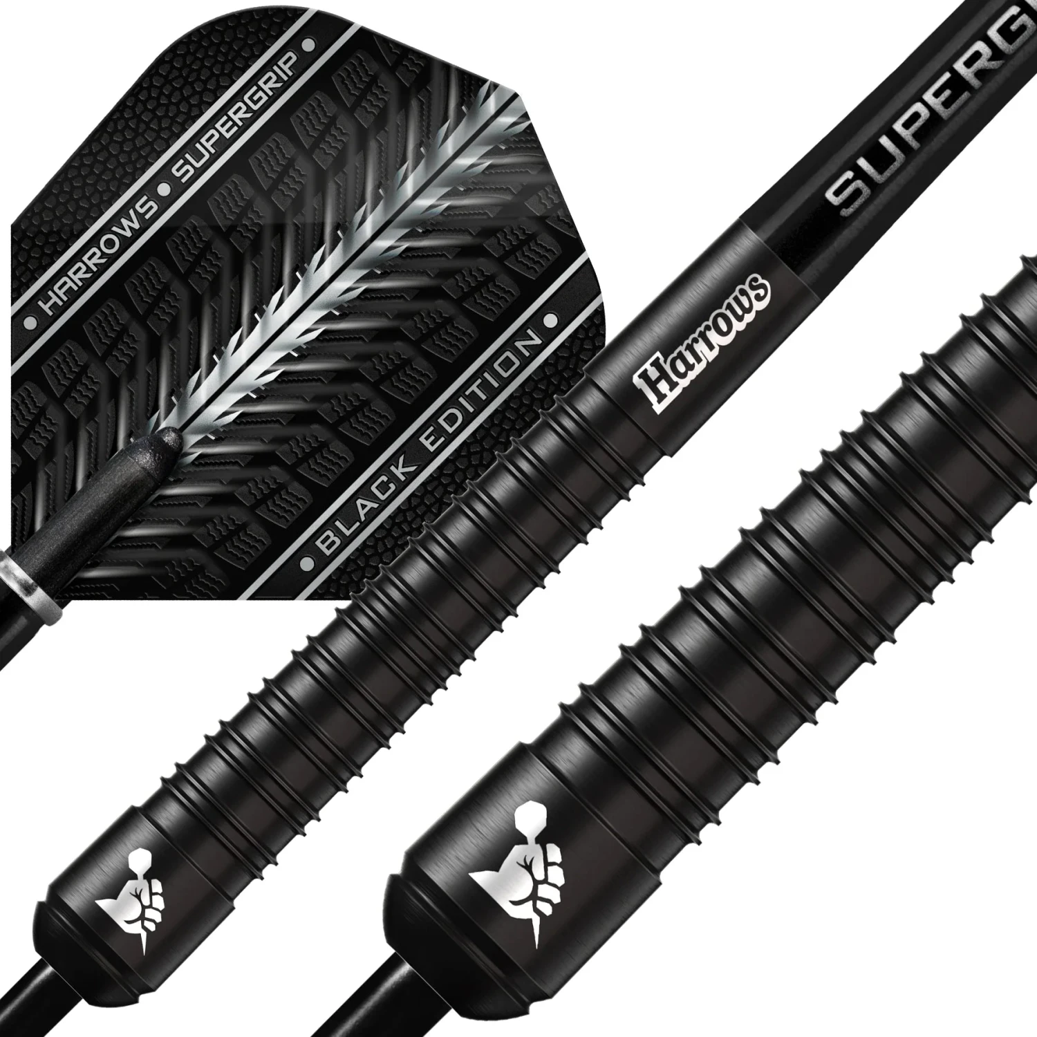 Harrows Harrows SUPERGRIP Black Edition 90% Tungsten Steel Tip Darts 26g - Image 6